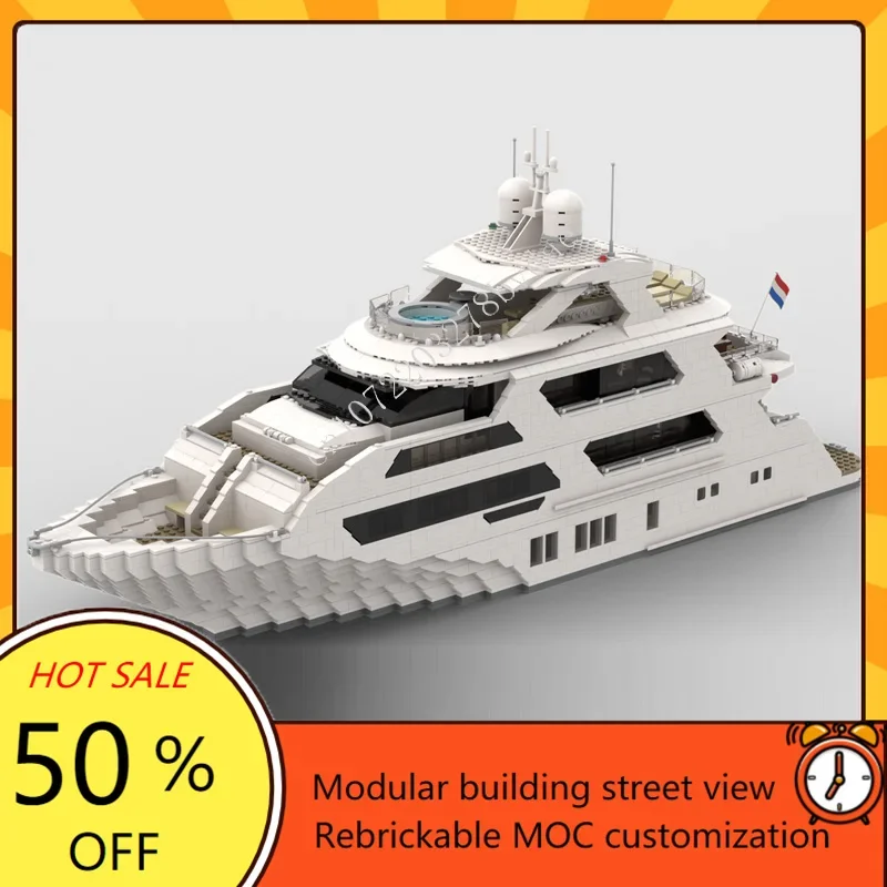 Model Kit Yacht - 4657PCS Custom MOC Super Yacht Warship